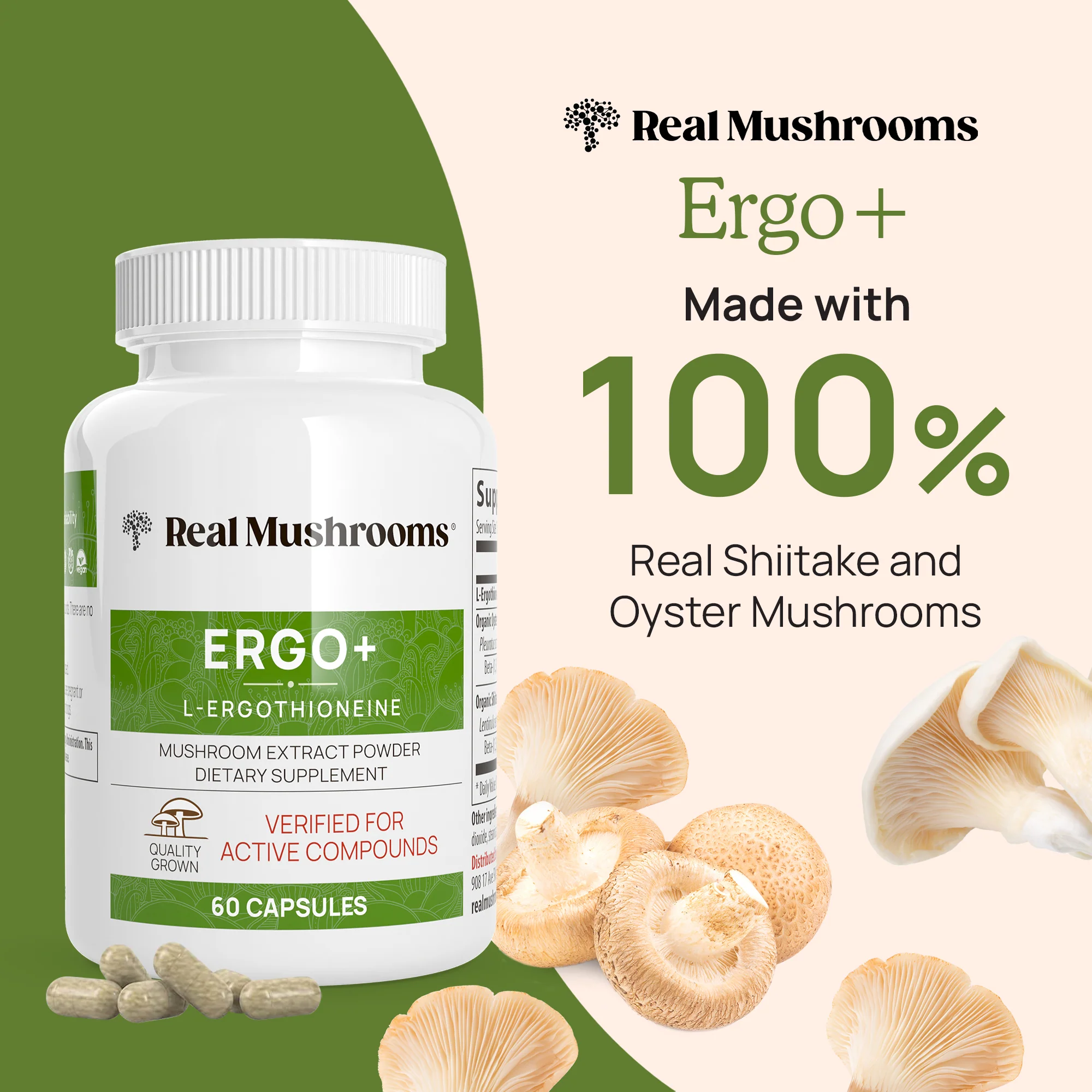 REAL MUSHROOMS Ergo+ Ergothioneine Supplement - Image 4