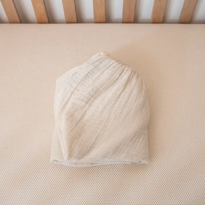 Naturepedic Organic Cotton Crib Fitted Sheet 2-Layer Breathable Muslin - Image 2