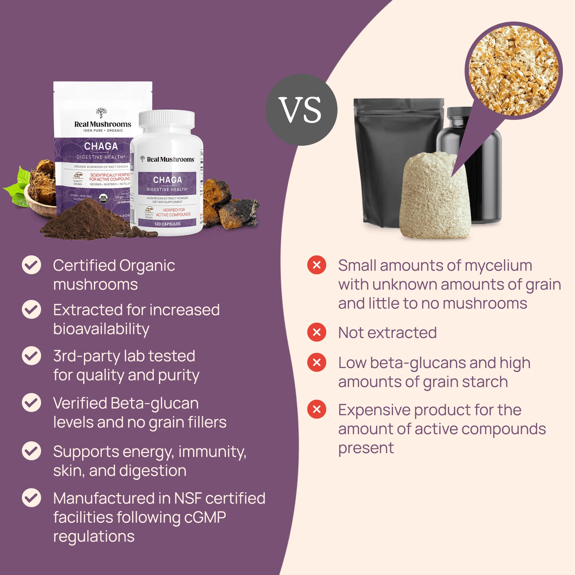 REAL MUSHROOMS Organic Chaga Extract Capsules - Image 7