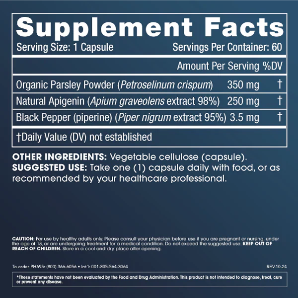 Prohealth Longevity Full Spectrum Apigenin Plus - 250 mg, 60 capsules - Image 2