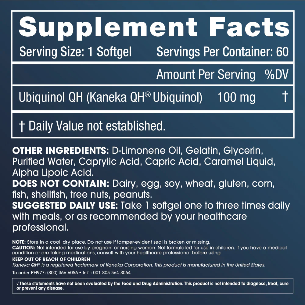 Prohealth Longevity Ubiquinol CoQ-10 - 100 mg, 60 softgels - Image 2