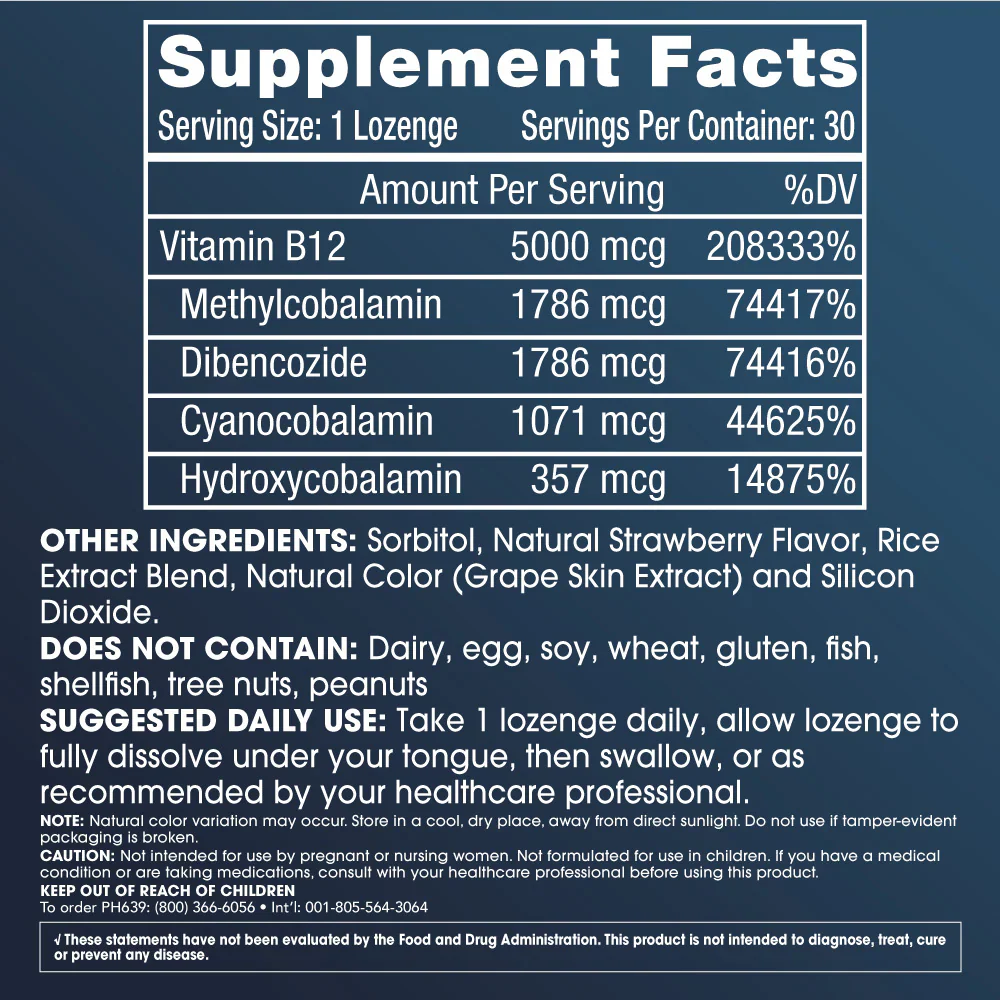 Prohealth Longevity Vitamin B-12 - 5000 mcg, 30 lozenges - Image 2