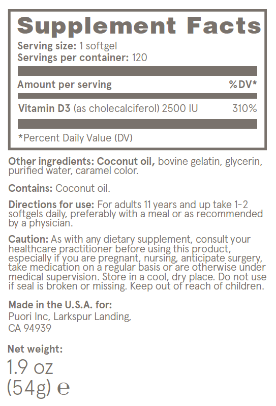 Puori D3 - Vitamin D (2500IU) - Image 3