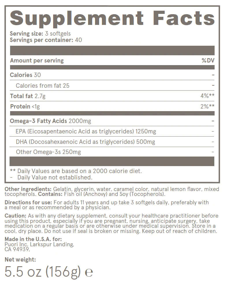 Puori Omega 3 Ultra Pure Fish Oil Capsules - Image 4