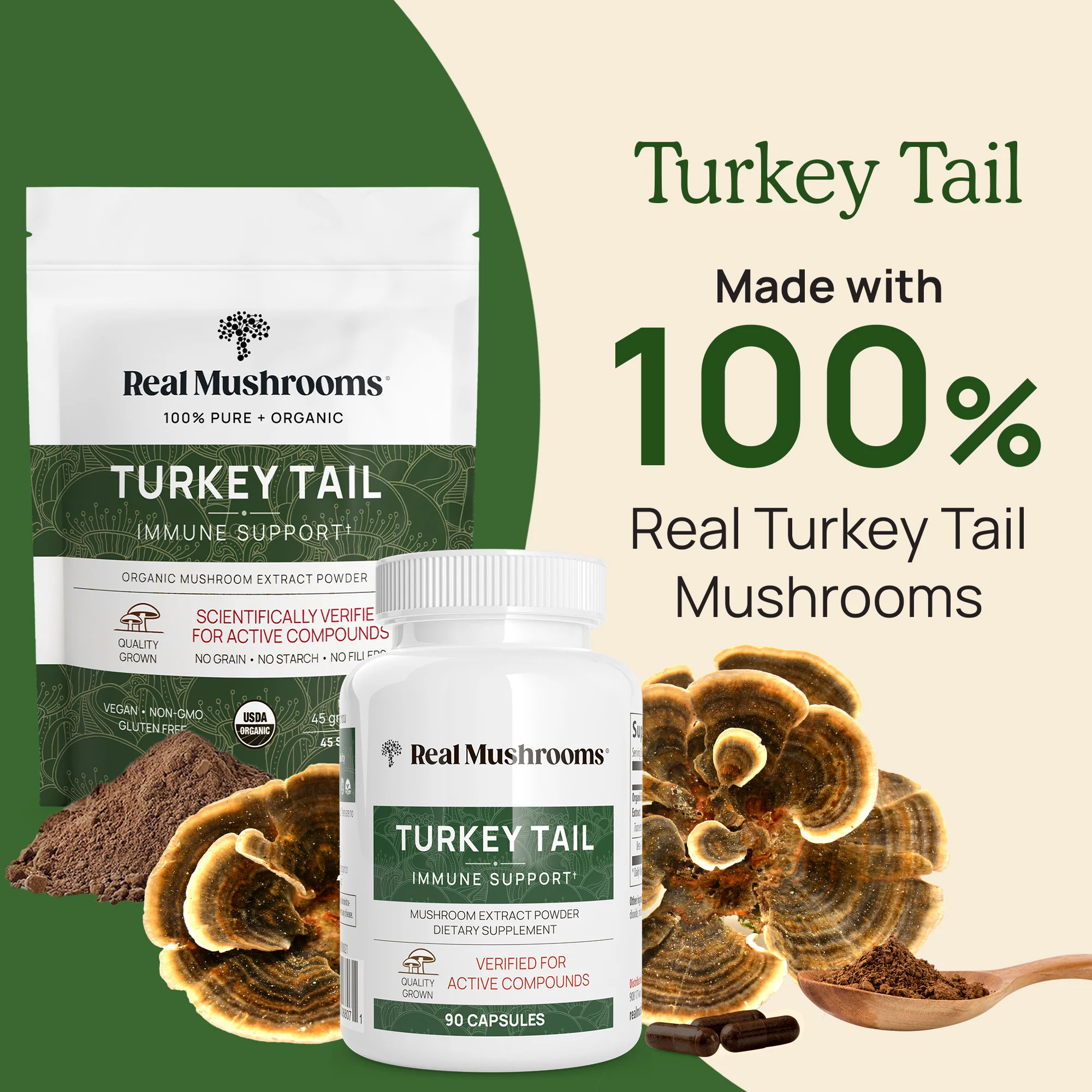 REAL MUSHROOMS Turkey Tail Mushroom Capsules - Image 4